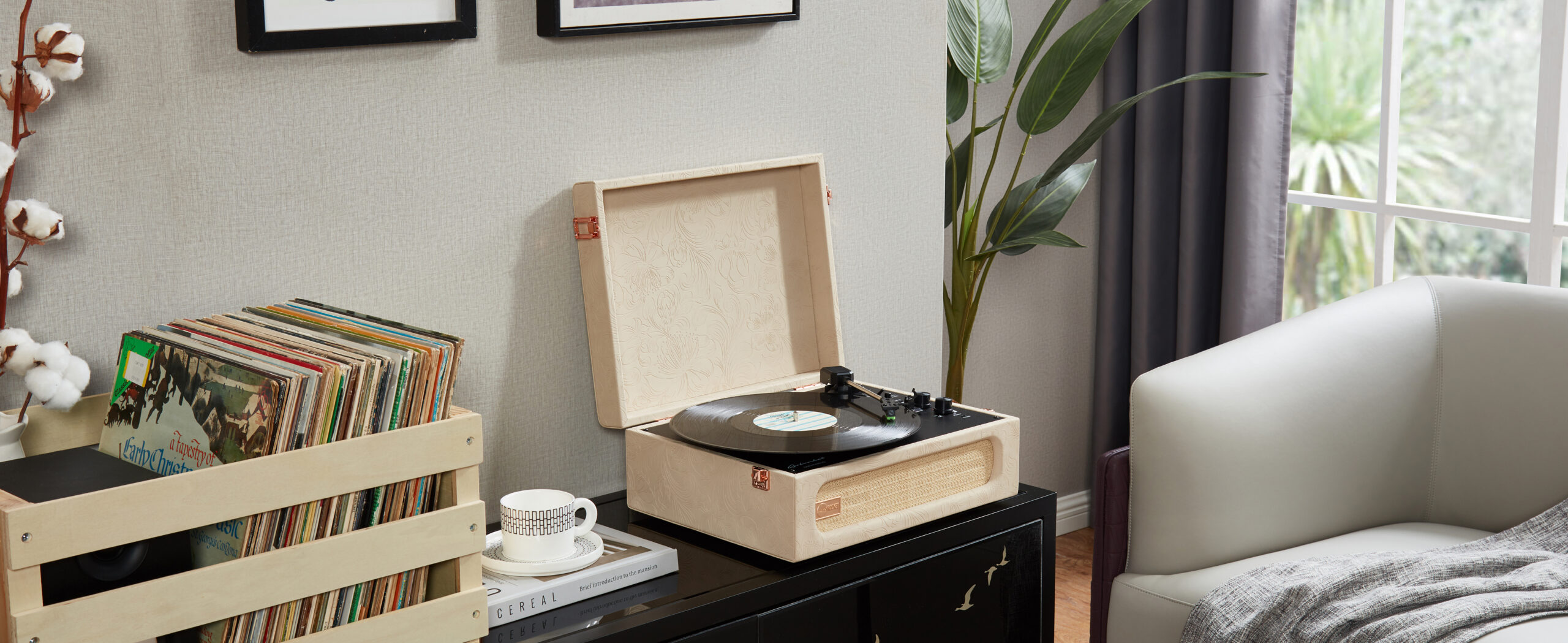 Cleaning a vinyl record before playing on a record player