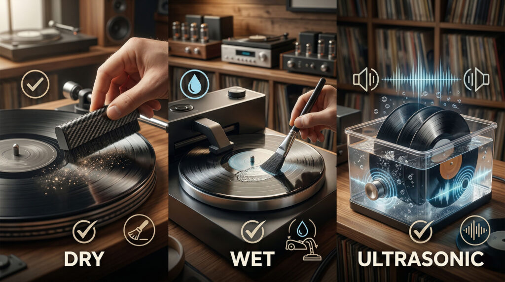 how to clean vinyl records — dry, wet and ultrasonic methods explained