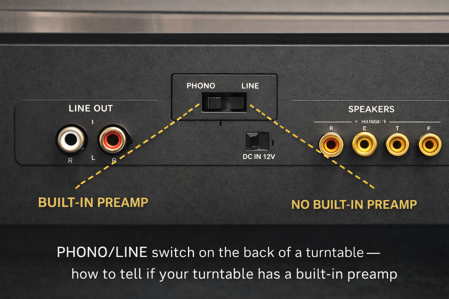 Phono/Line switch on the back of a turntable — how to tell if your turntable has a built-in preamp